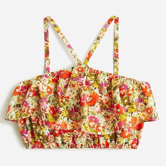 J Crew NWOT Block Print Cotton Voile Midi Skirt + Top Set in Painterly Floral L - Picture 2 of 6